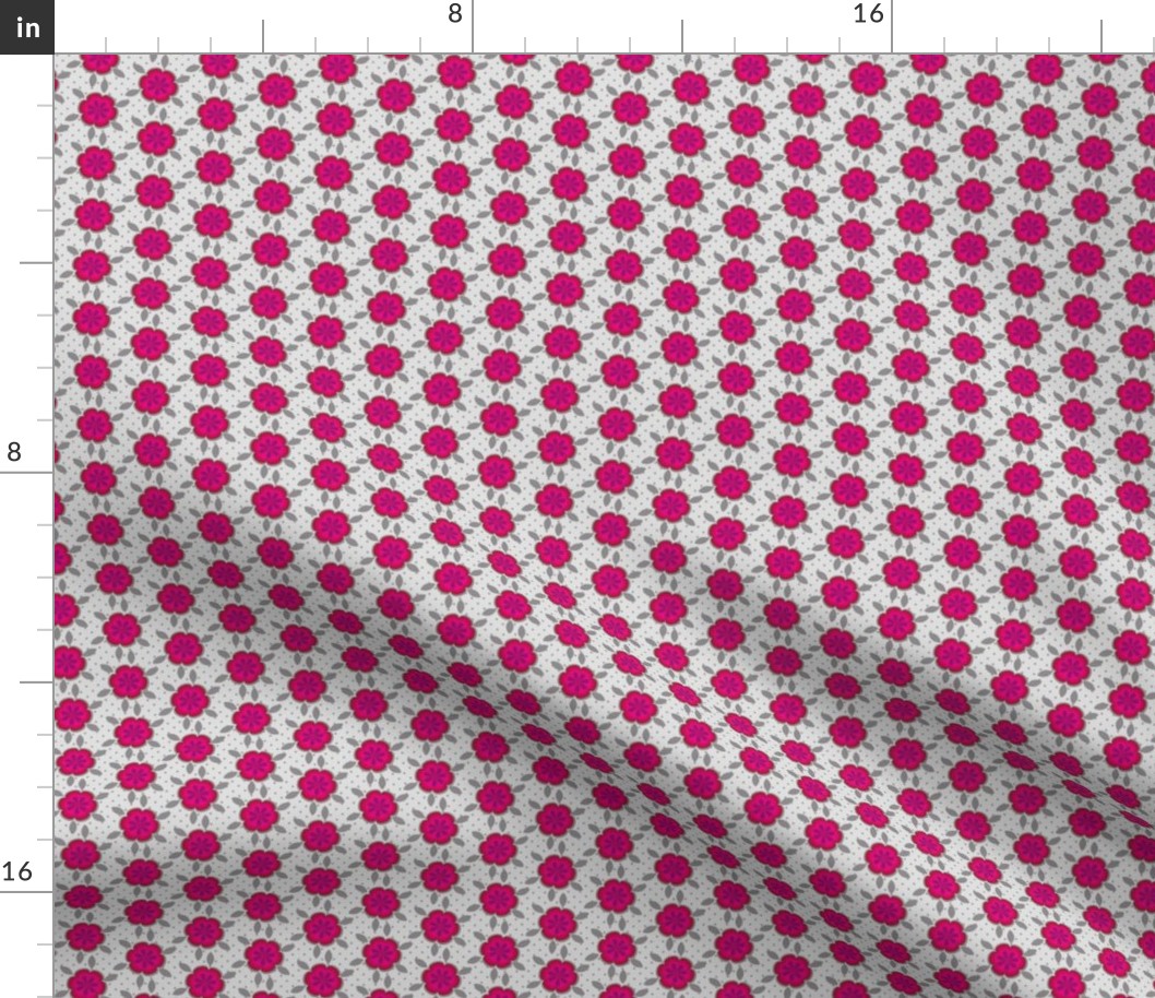 16-08Q Small Hot Pink Abstract Floral || Gray Grey Polka Dot Daisy Flower Spot _Miss Chiff Designs