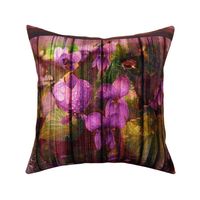 VIOLETS ON WOOD ROSEWOOD FAT pillow  panel