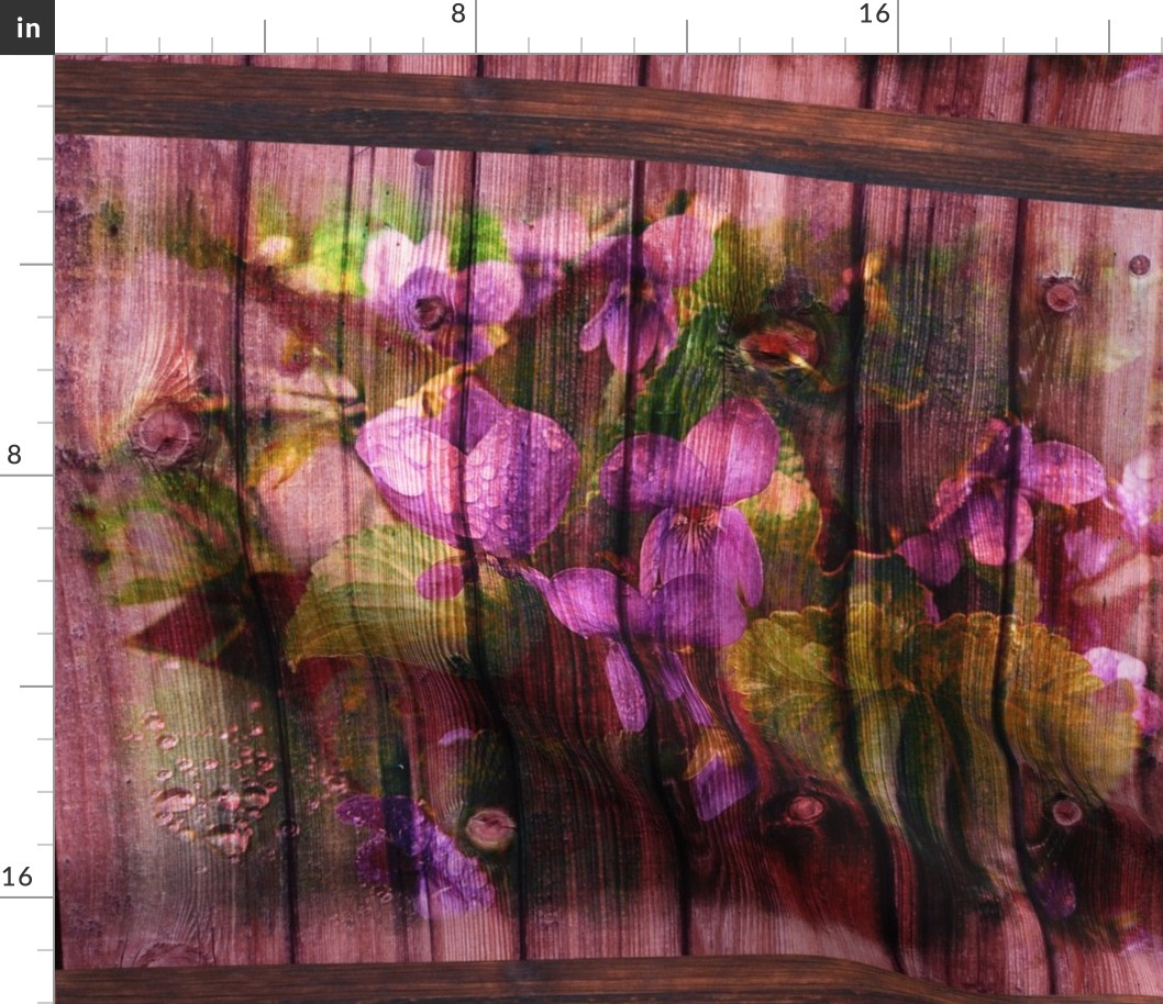 VIOLETS ON WOOD ROSEWOOD FAT pillow  panel