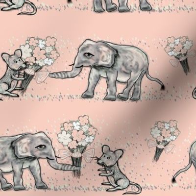 SIZE DOESN't MATTER ELEPHANT MICE FRIENDSHIP BOUQUET Pink Peach