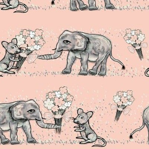 SIZE DOESN't MATTER ELEPHANT MICE FRIENDSHIP BOUQUET Pink Peach