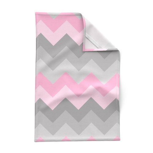 Pink Grey Gray Ombre Chevron LARGE 