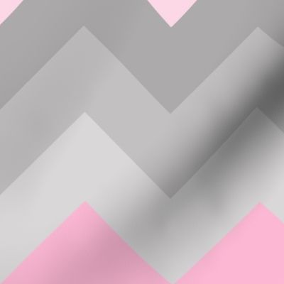 Pink Grey Gray Ombre Chevron LARGE 