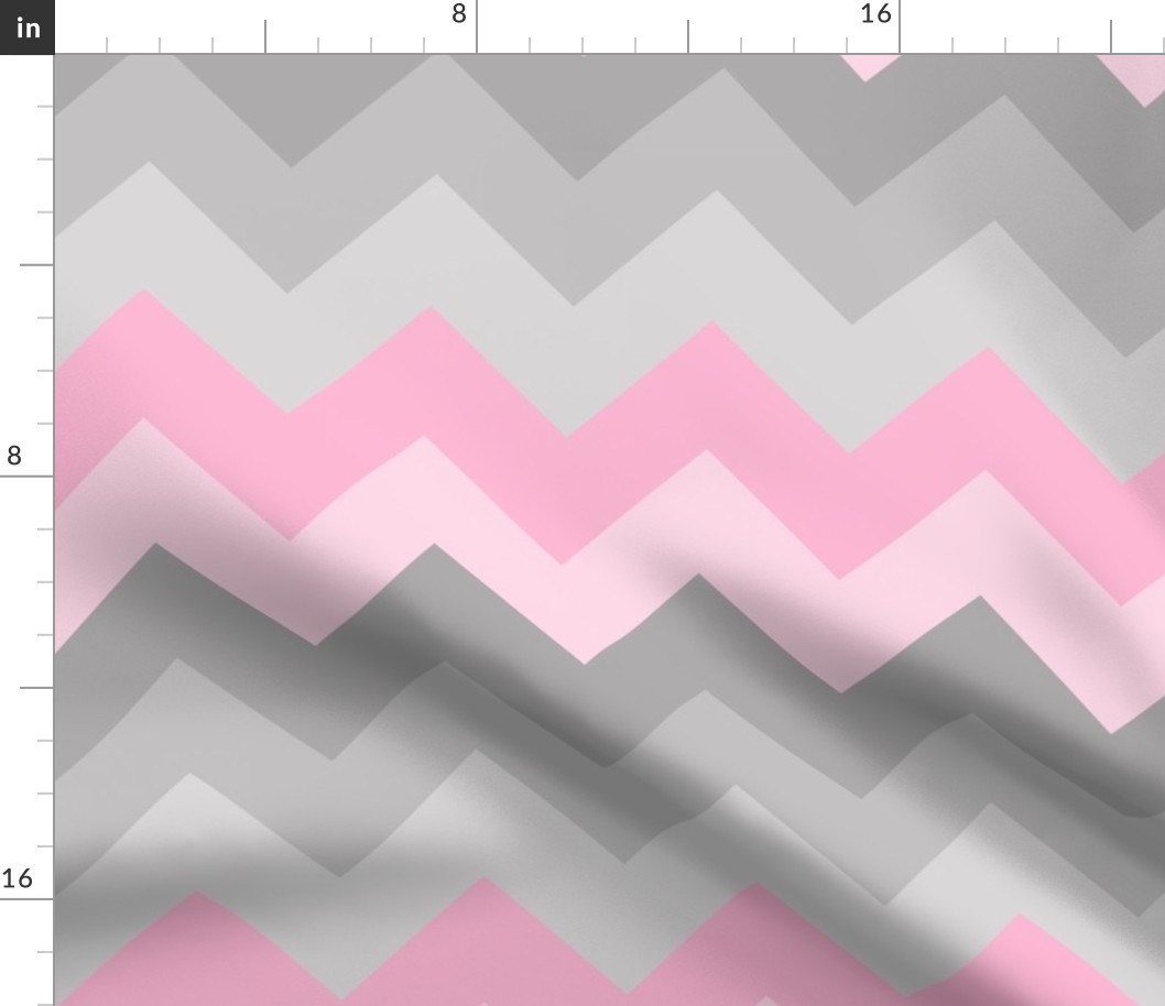Pink Grey Gray Ombre Chevron LARGE 