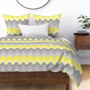 Yellow Grey Gray Ombre Chevron LARGER SIZE