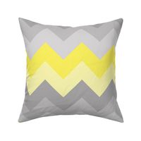 Yellow Grey Gray Ombre Chevron LARGER SIZE