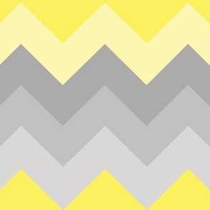 Yellow Grey Gray Ombre Chevron LARGER SIZE