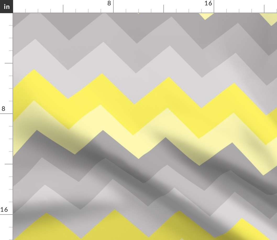 Yellow Grey Gray Ombre Chevron LARGER SIZE