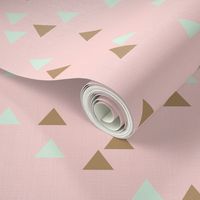 Triangles on Pink Faux Linen