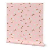 Triangles on Pink Faux Linen