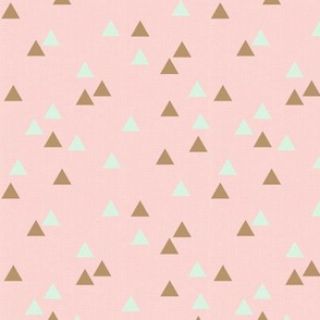 Triangles on Pink Faux Linen