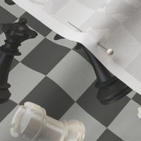 chess pieces on checked background