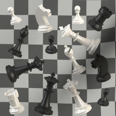 chess pieces on checked background