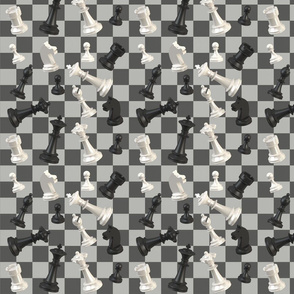 chess pieces on checked background