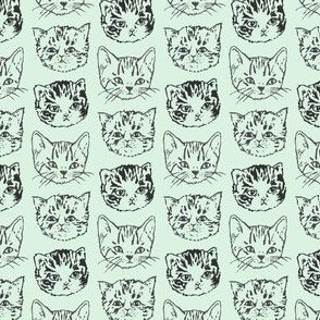 Cute Cats | Mint/Aqua | 1" Kitten Faces