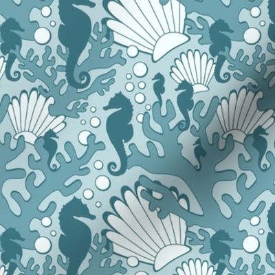 Seahorse Garden Teal Green