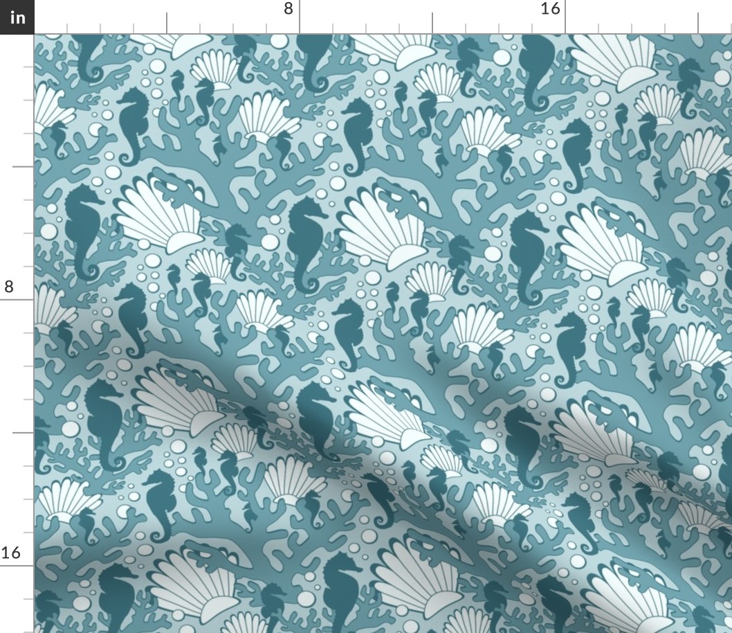 Seahorse Garden Teal Green