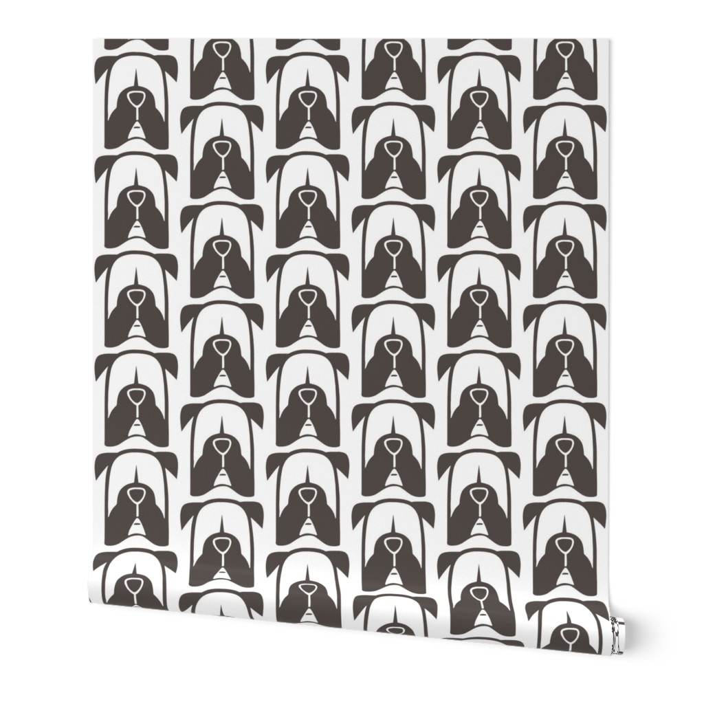 Boxer face silhouette in white and gray