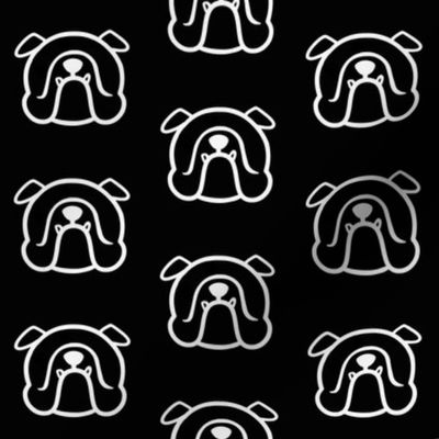 English Bulldog silhouette in white & black