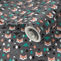 Geometric fox and pine tree illustration pattern XS