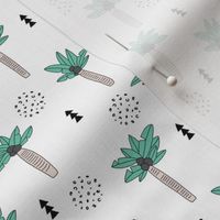 Cool summer geometric palm tree tropical holiday design gender neutral black and white beige green