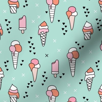 Cute ice cream popsicle cream candy dream kids illustration i love summer scandinavian style pattern mint pink