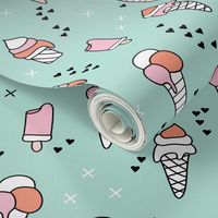 Cute ice cream popsicle cream candy dream kids illustration i love summer scandinavian style pattern mint pink