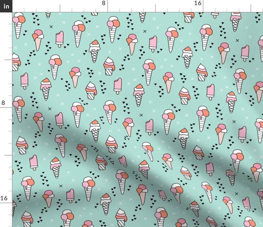 Cute ice cream popsicle cream candy dream kids illustration i love summer scandinavian style pattern mint pink