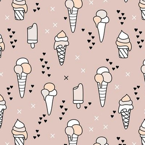 Cute ice cream popsicle cream candy dream kids illustration i love summer scandinavian style pattern gender neutral beige
