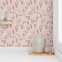 Cute ice cream popsicle cream candy dream kids illustration i love summer scandinavian style pastel blush pink