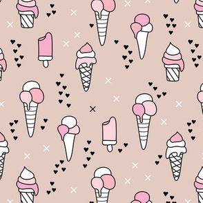 Cute ice cream popsicle cream candy dream kids illustration i love summer scandinavian style pastel blush pink