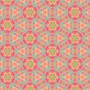 Flowered Circle Pattern in Pinks, Oranges and Purples