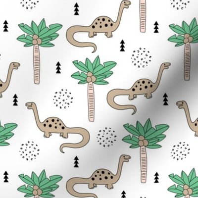 Super cute palm trees and dinosaurs illustration indian summer theme for kids mint beige