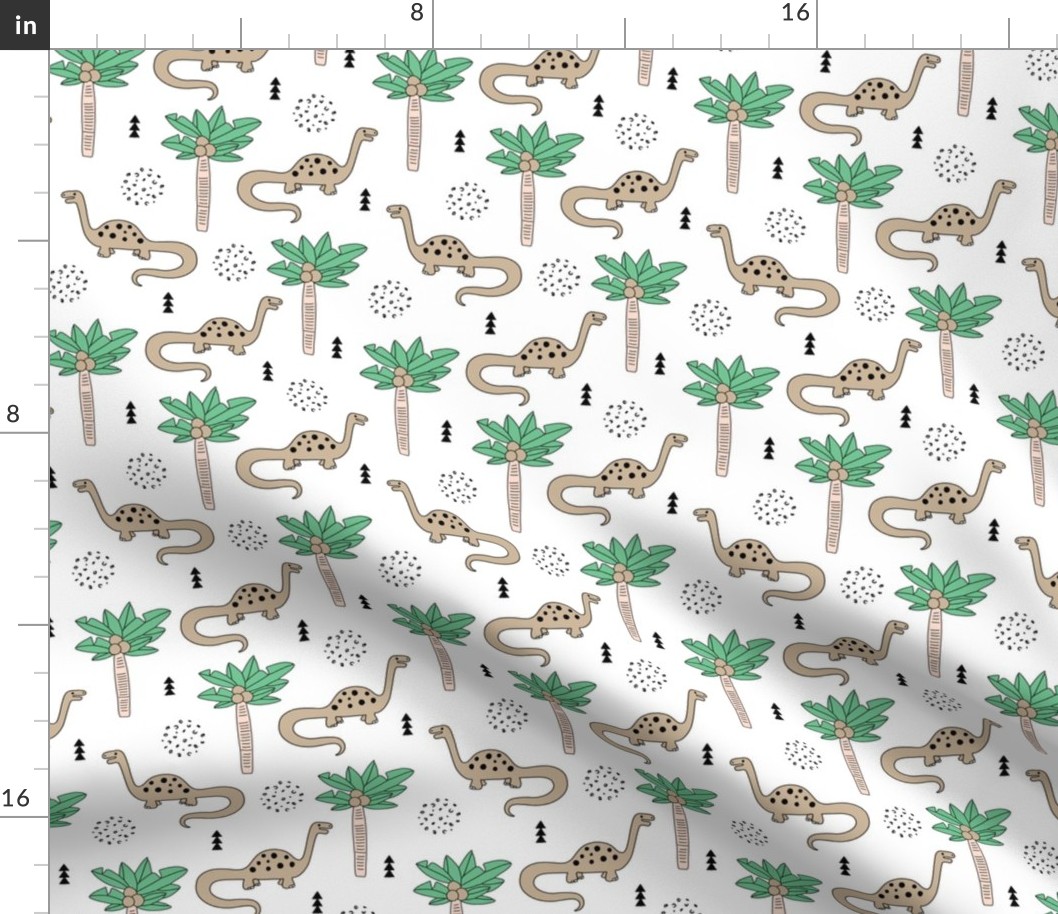 Super cute palm trees and dinosaurs illustration indian summer theme for kids mint beige