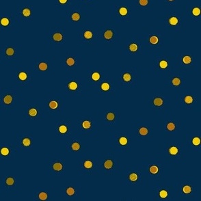 gold on navy scattered dots