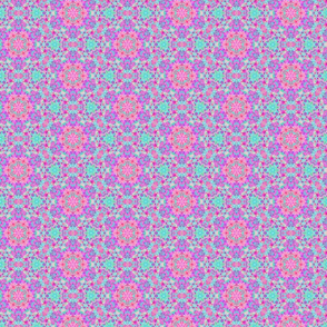 Green, pink and purple dotted flower pattern