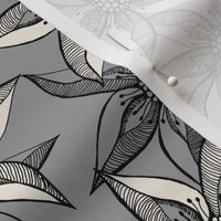 Love Blooms - Cream on Grey with Black