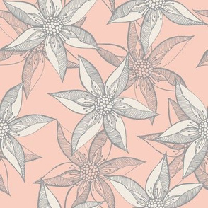 Love Blooms - Grey Cream on Peach