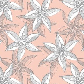 Love Blooms - Grey and White on Peach