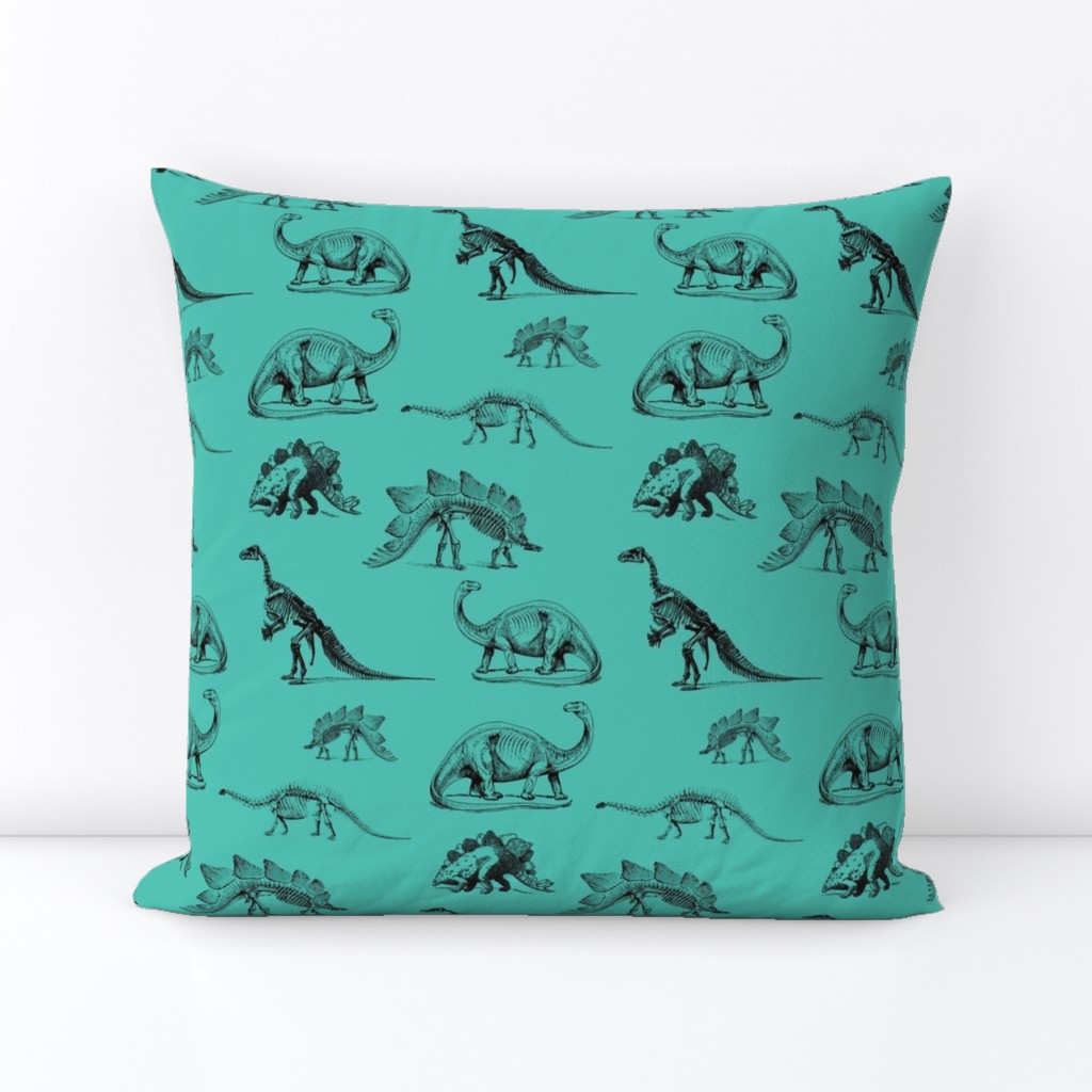 Museum Animals | Dinosaur Skeletons on Teal Green