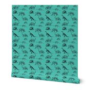 Museum Animals | Dinosaur Skeletons on Teal Green