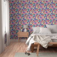 Popping Color Painted Floral on Cream