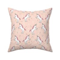 Unicorn love rainbow dreams girls fantasy horse in pastel beige coral pink