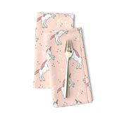 Unicorn love rainbow dreams girls fantasy horse in pastel beige coral pink