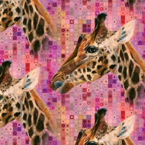 GIRAFFE ON PINK MOSAIC 1