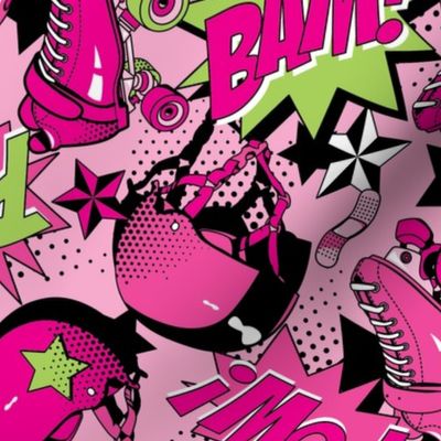 Roller Derby Slam - Pink and Green