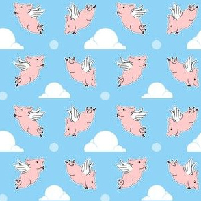 When Pigs Fly -  Blue Background
