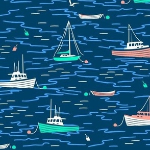 Harbor Boats - navy blue multicolor - medium scale
