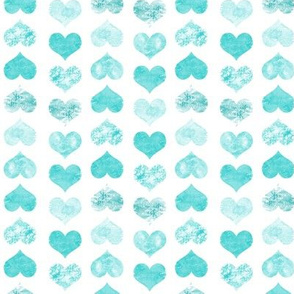 Watercolor Hearts, Aqua Green