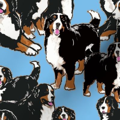 bernese Mountain dog mural fabric-ch